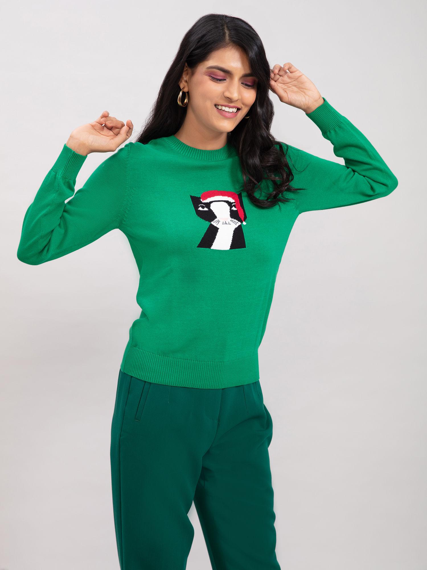 green look at you cute sweater top