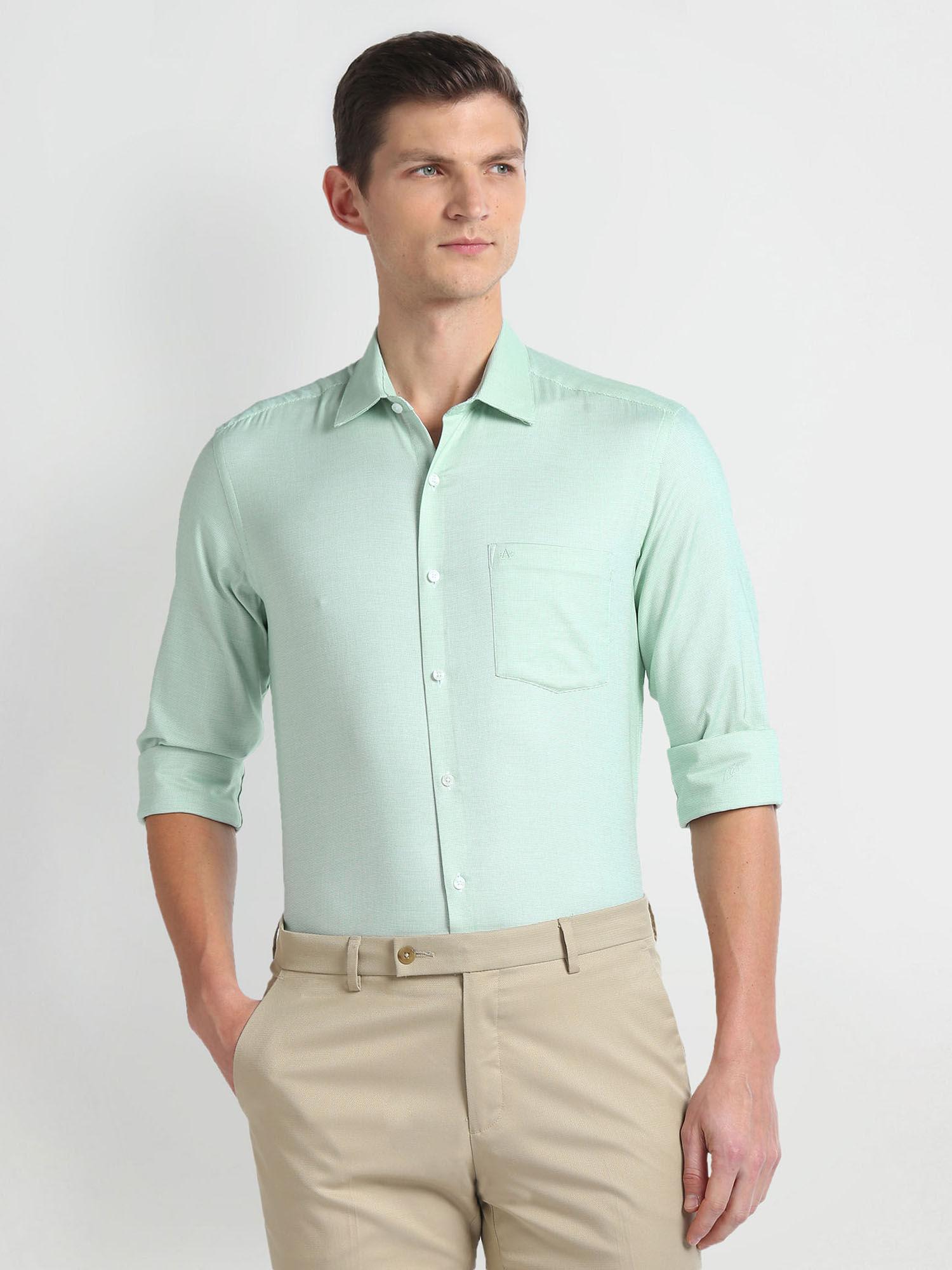 green manhattan slim fit dobby formal shirt