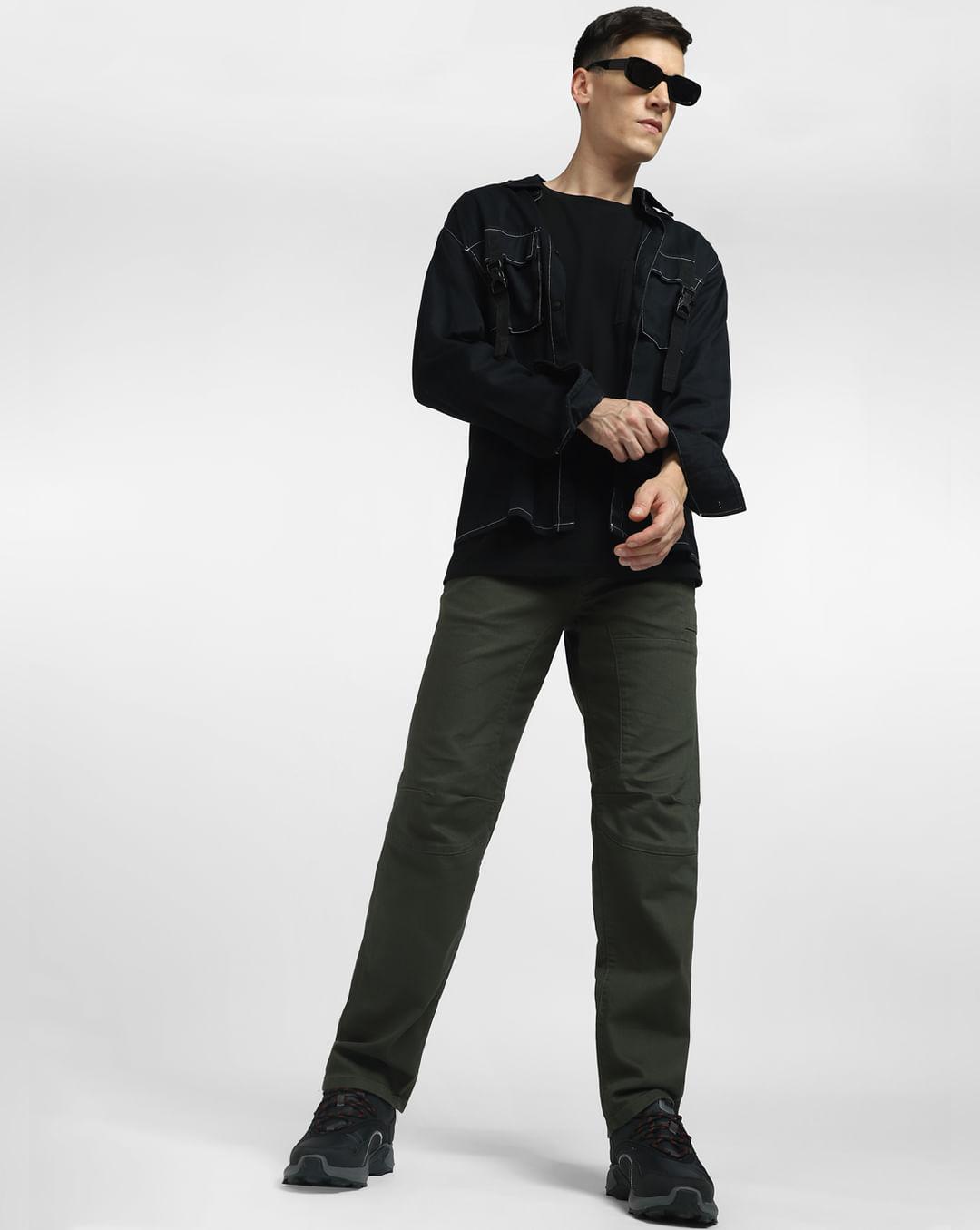 green mid rise cargo pants