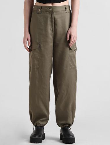 green mid rise cargo pants