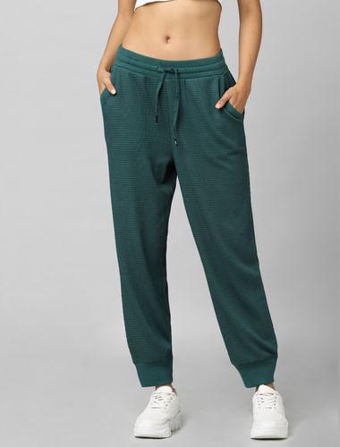 green mid rise textured co-ord joggers