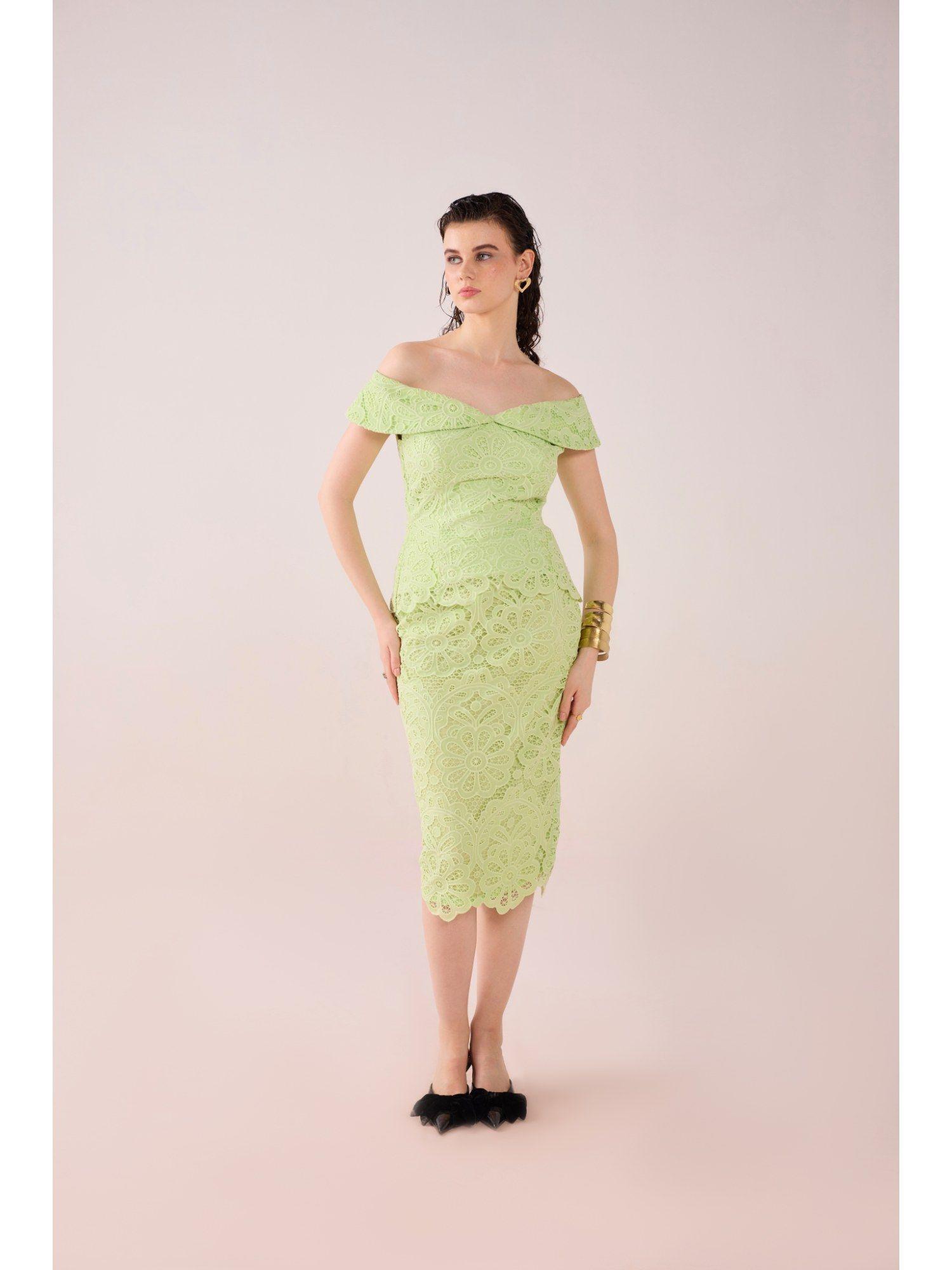 green mint lace scalloped co-ord (set of 2)