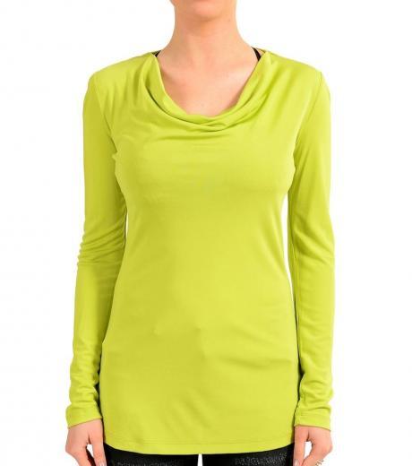 green mock neck long sleeve top