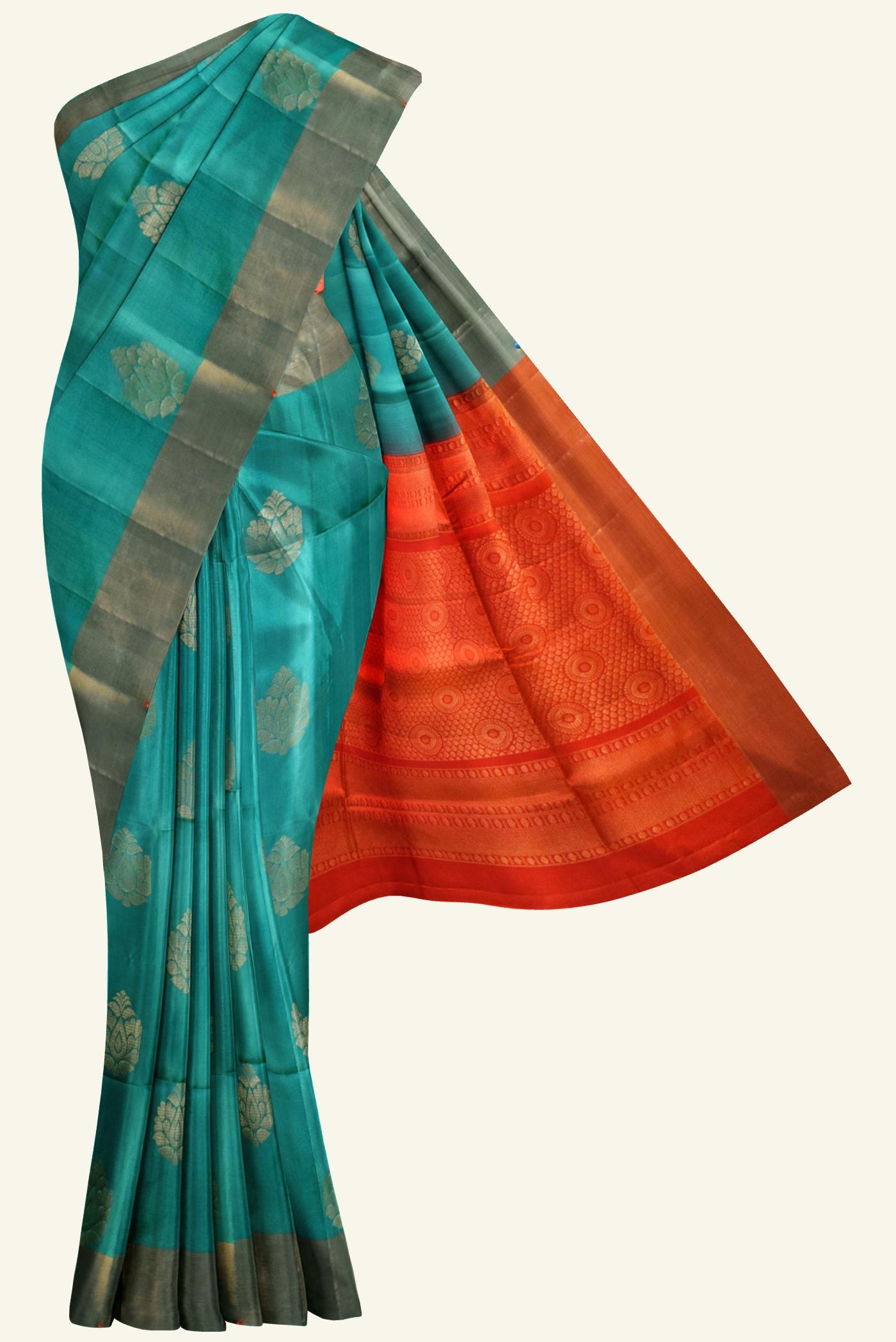 green mulberry handloom soft silk saree