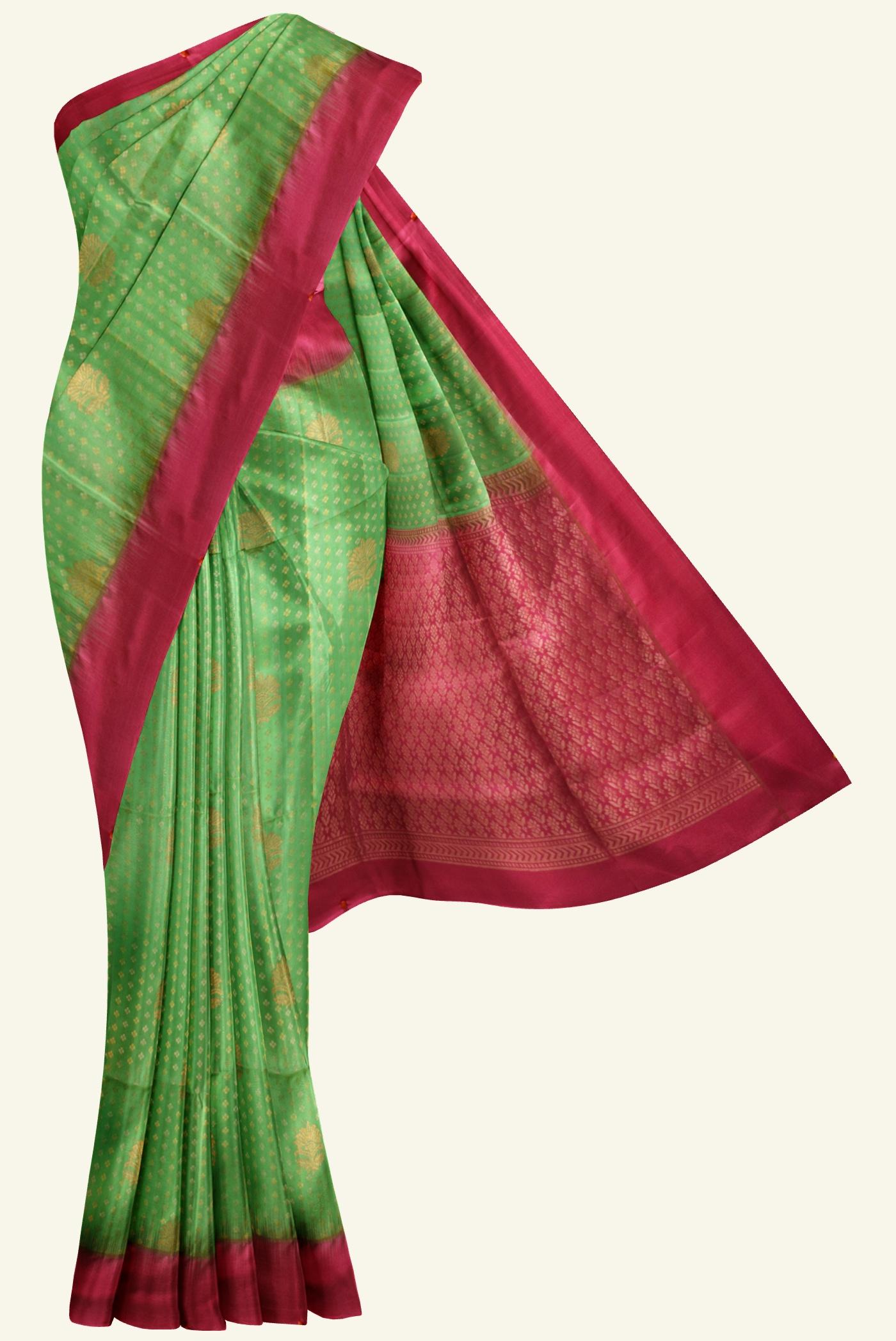 green mulbery handloom soft silk saree