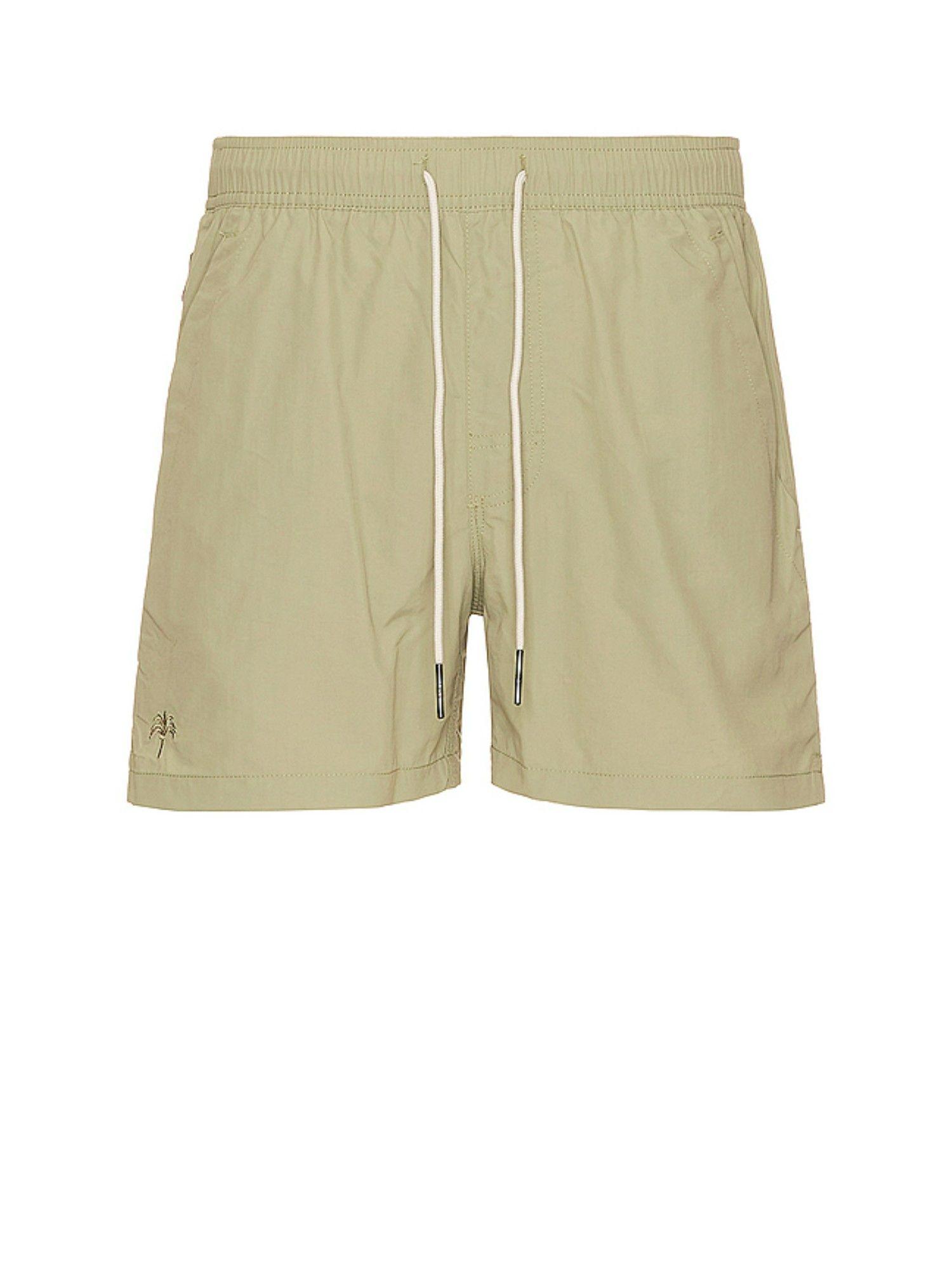 green nylon swim shorts