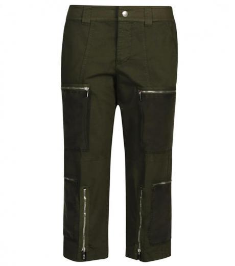 green olive zipped trousers