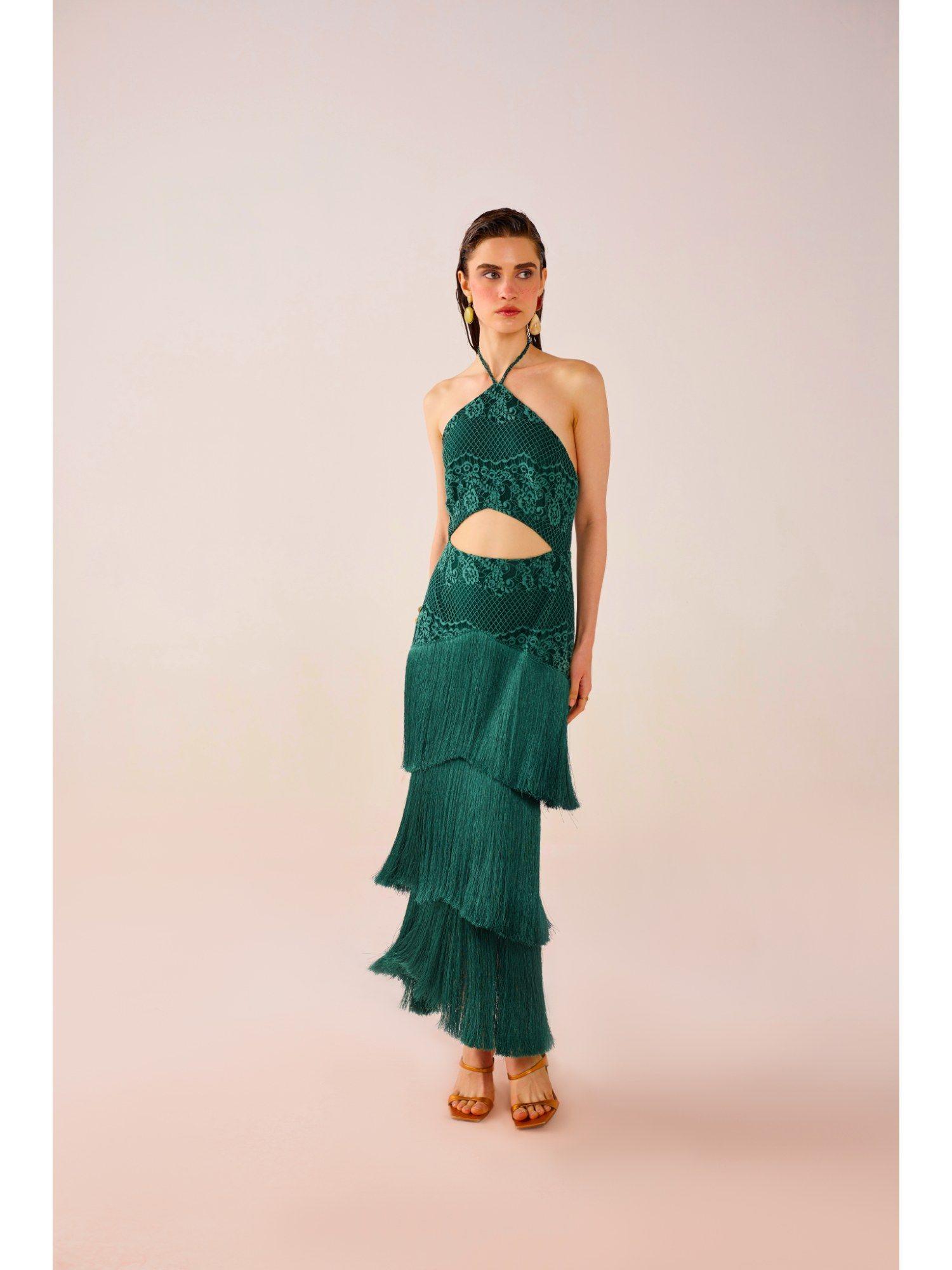 green olivia forest midi dress