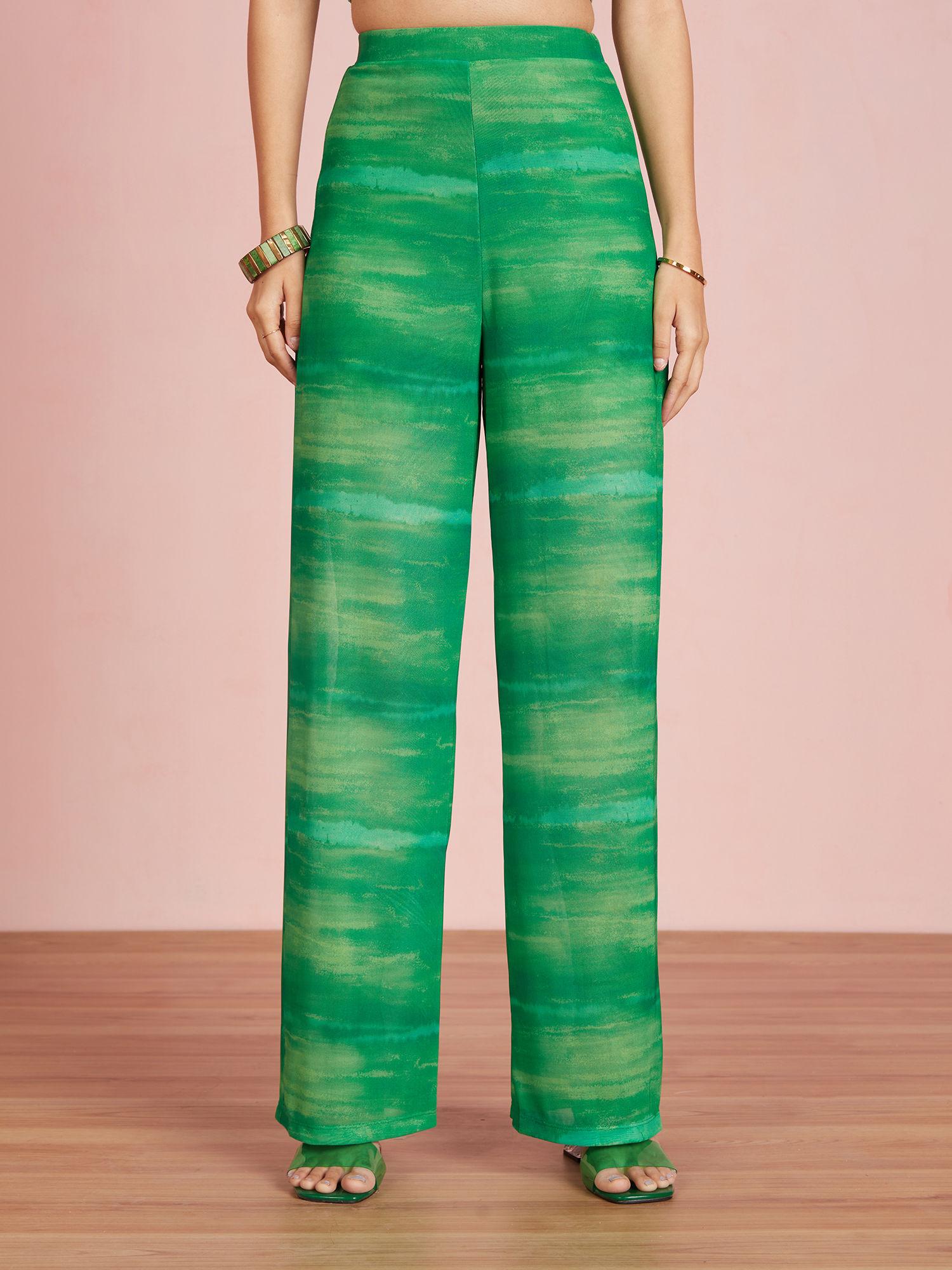 green ombre wide leg pants