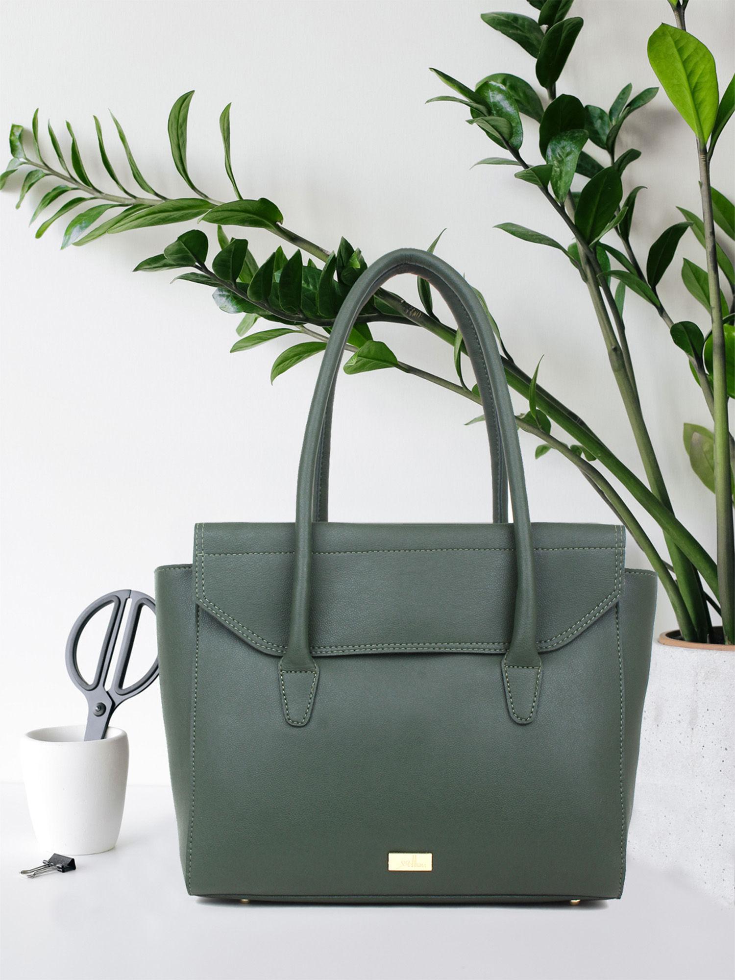 green oversized green multi compartment tote