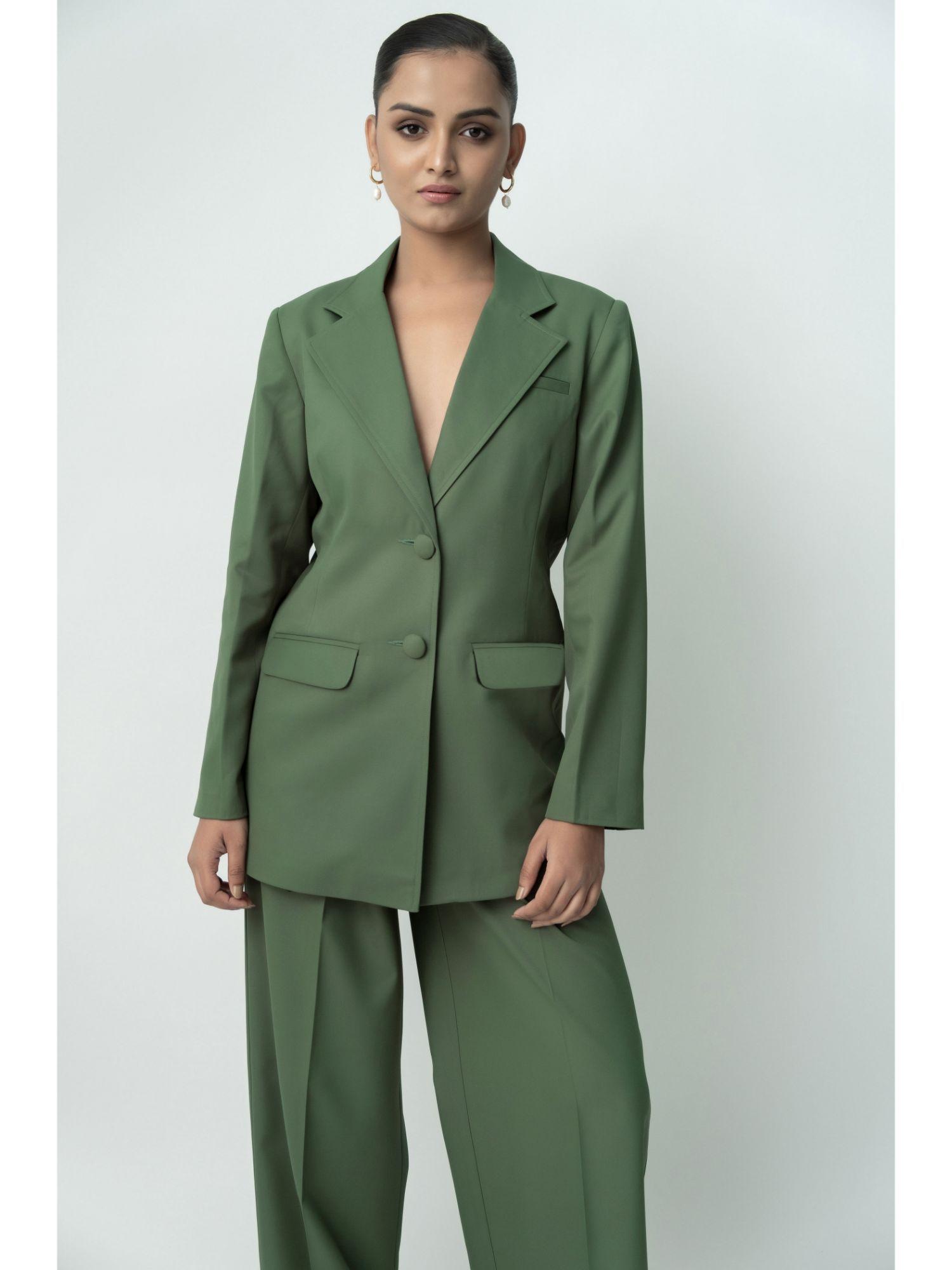 green oversized tailored blazer