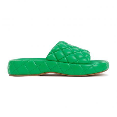 green padded leather sandals