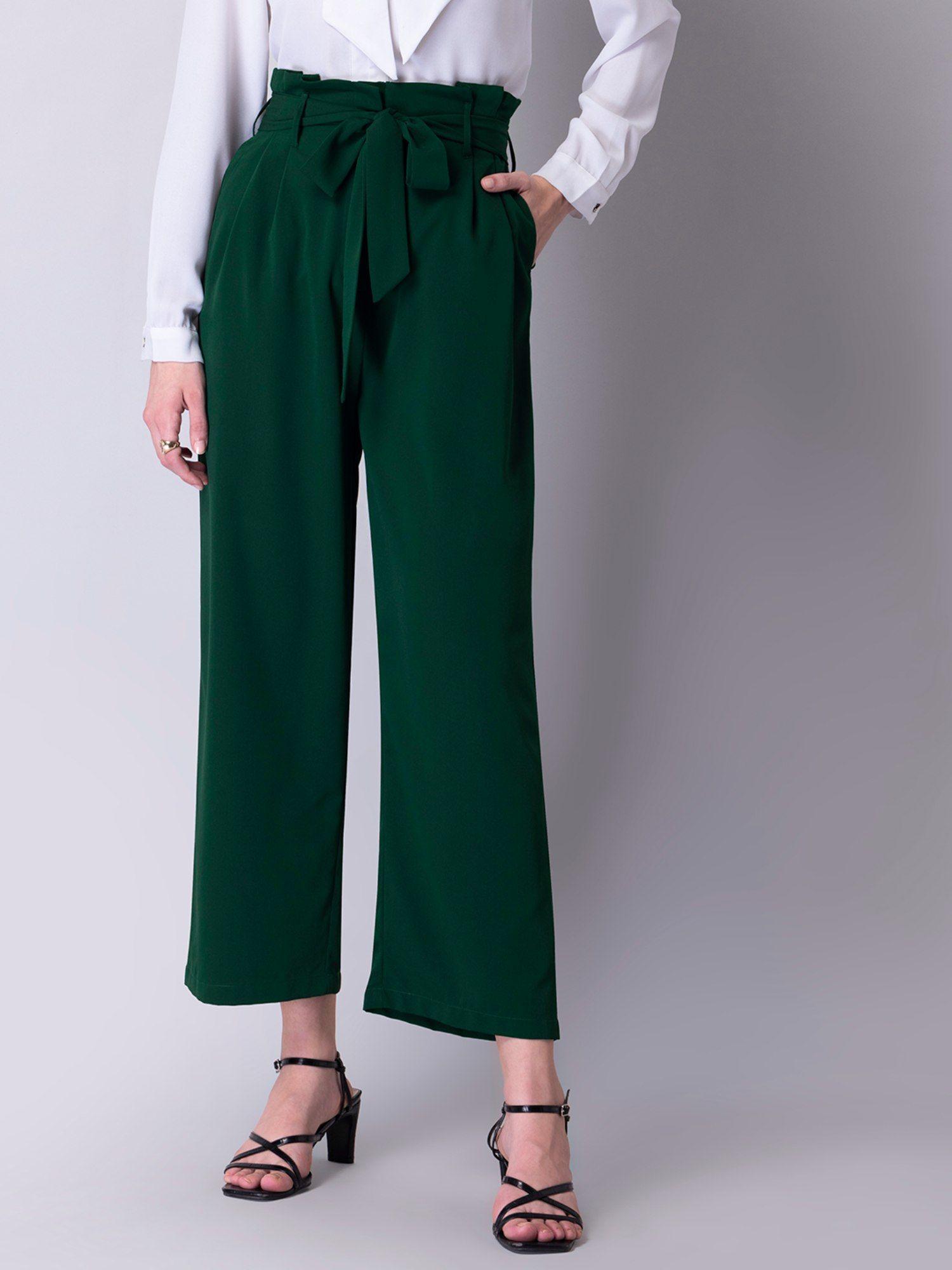 green paperbag waist belted trouser (set of 2)