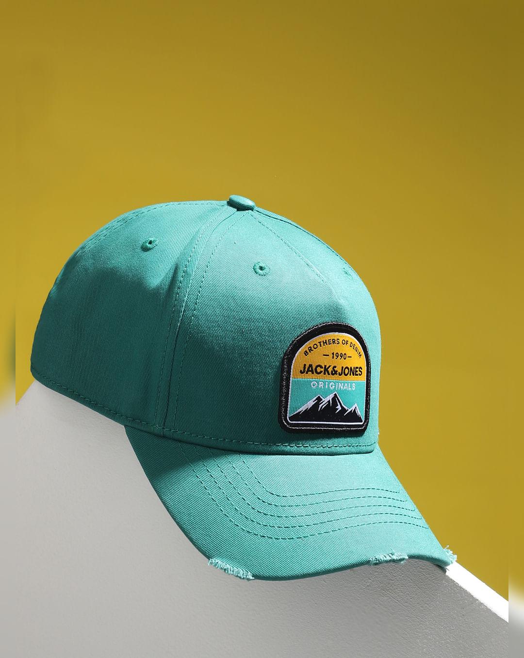 green patch branding baseball cap