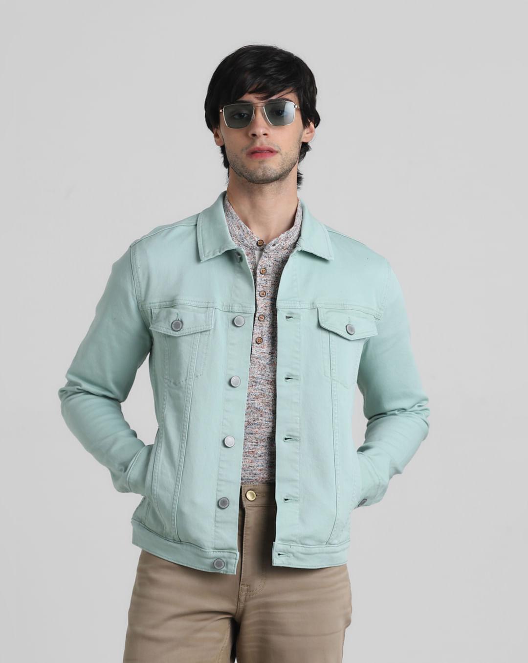 green patch pocket denim jacket