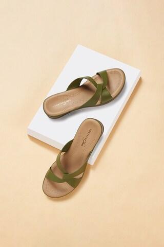 green patterned casual women sandals