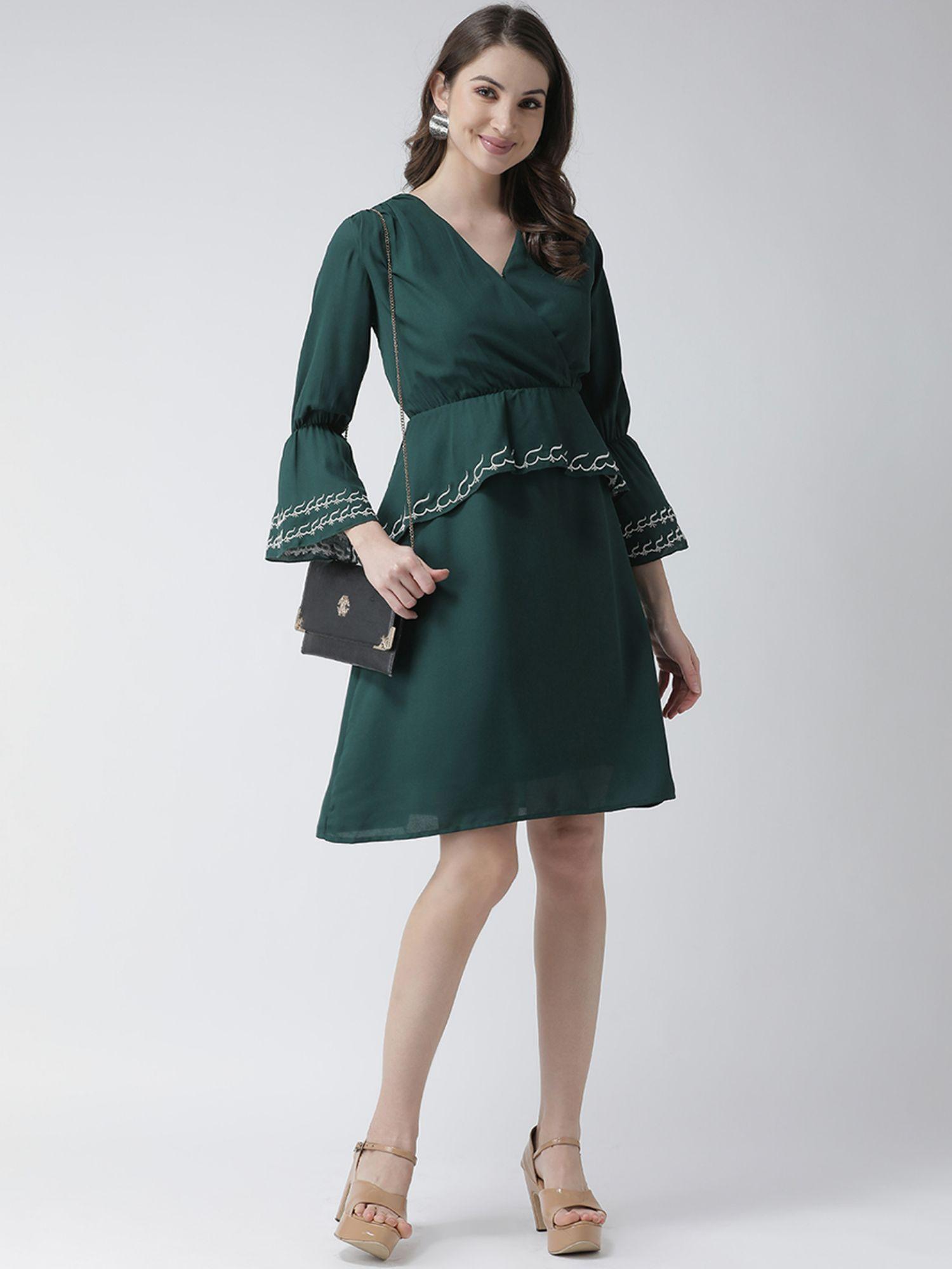 green peplum midi dress