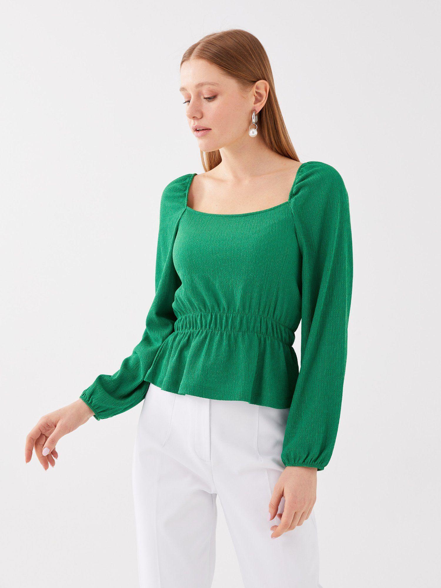 green peplum top