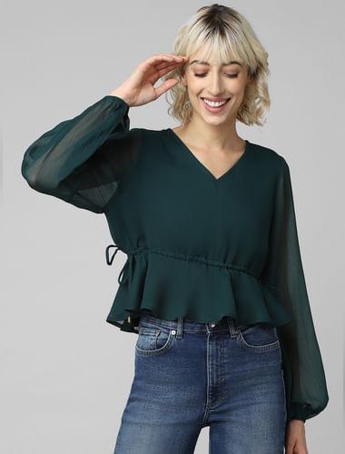 green peplum top