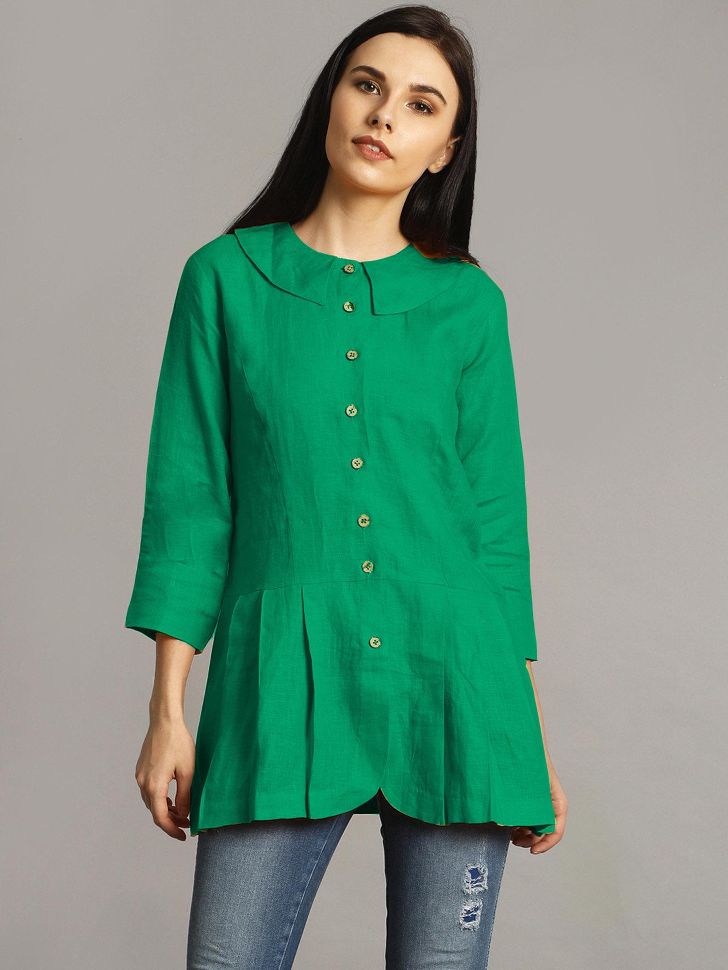 green peter pan neck tunic