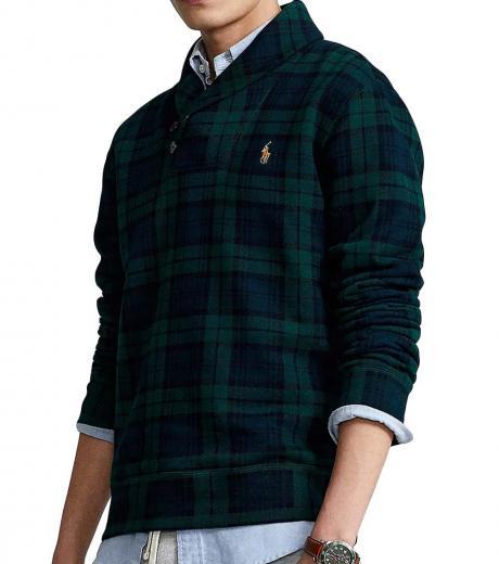 green plaid checked sweater