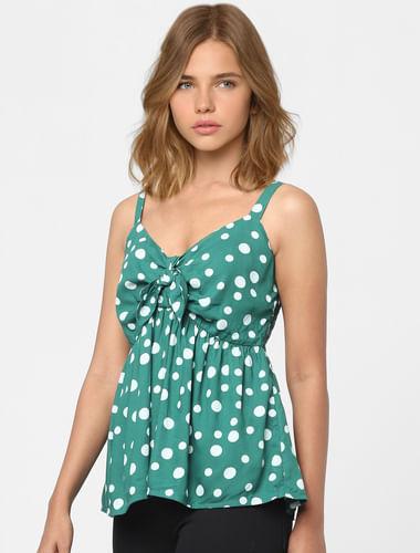 green polka dot bow detail top