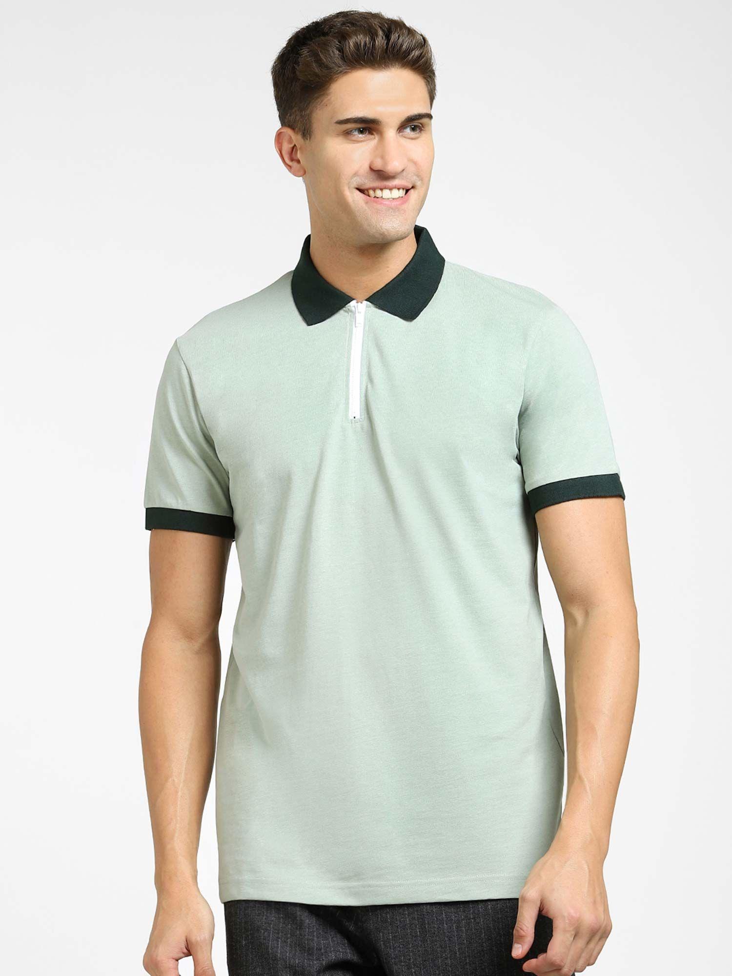 green polo neck t-shirt