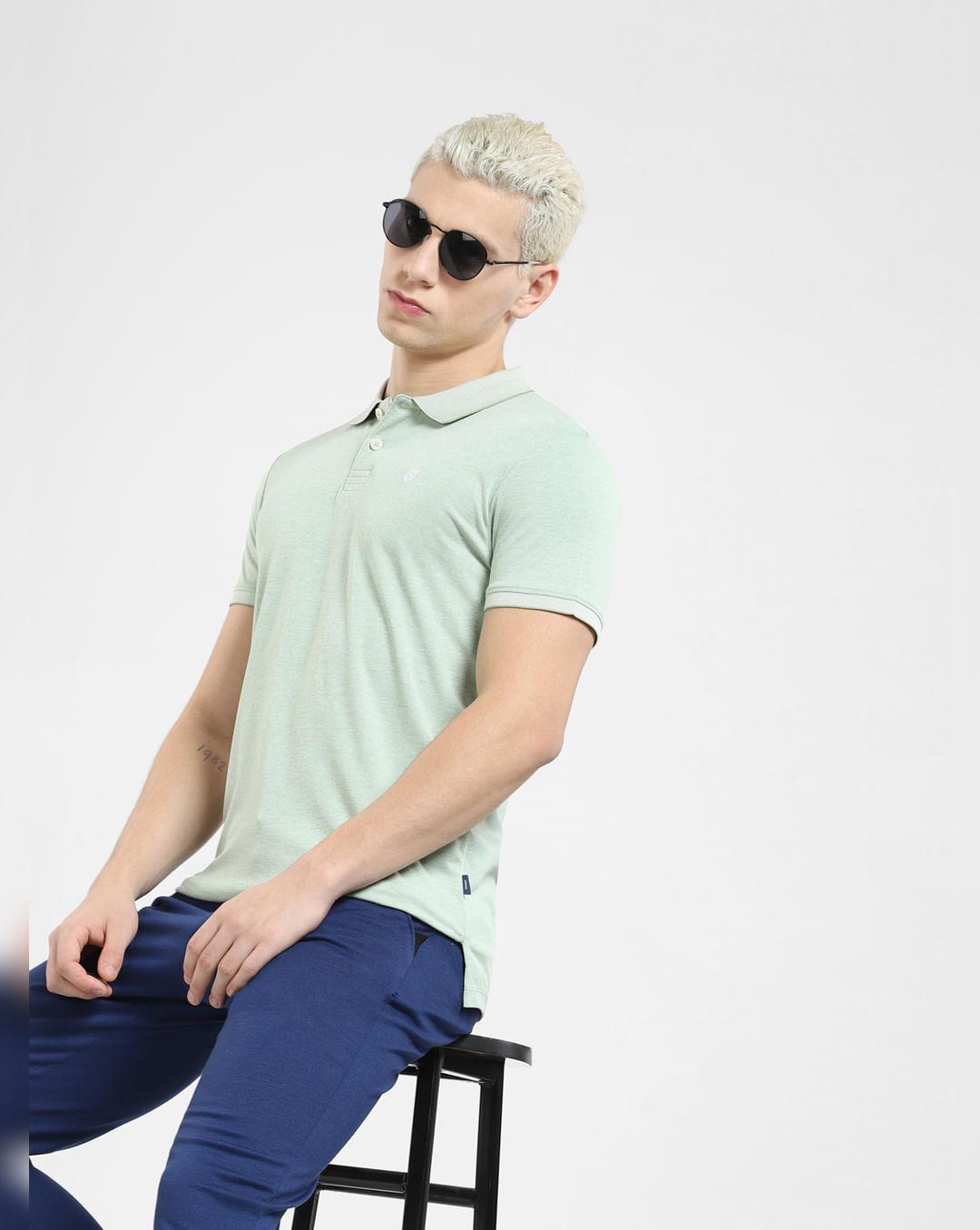 green polo neck t-shirt