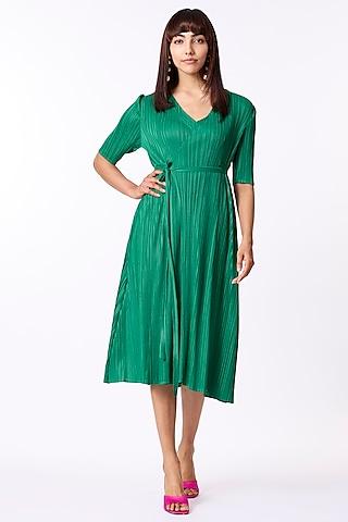 green polyester a-line dress