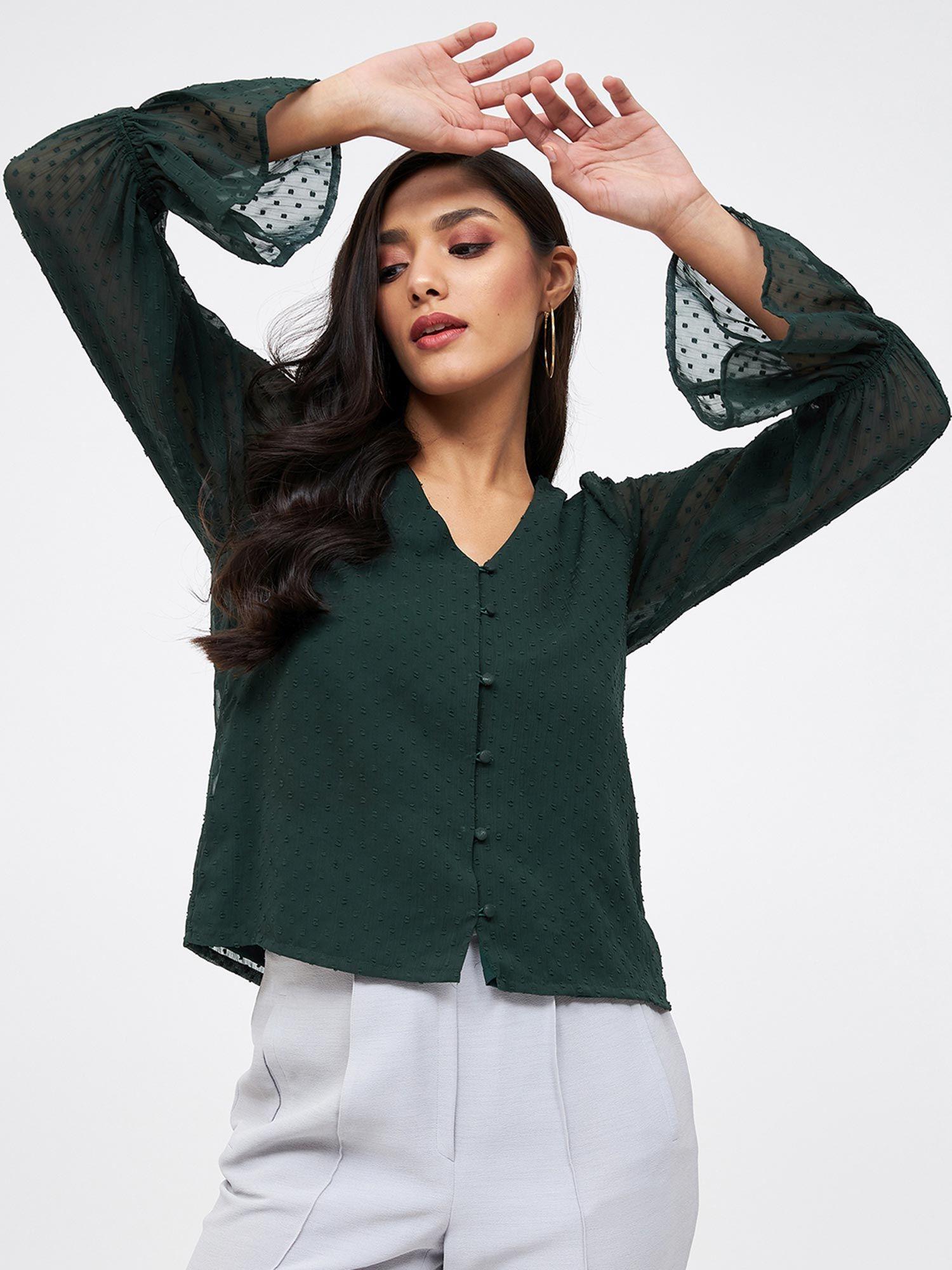 green polyester top