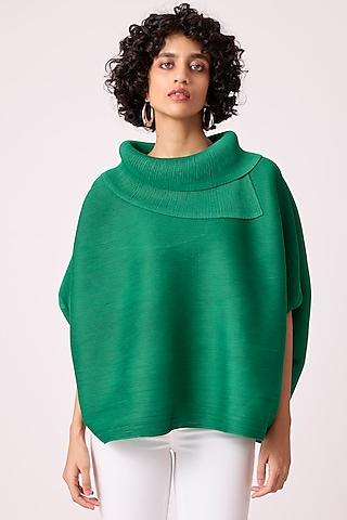 green polyester turtleneck top