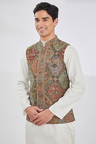 green polyester yarn bundi jacket