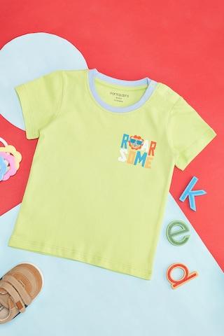 green print cotton round neck baby regular fit t-shirts