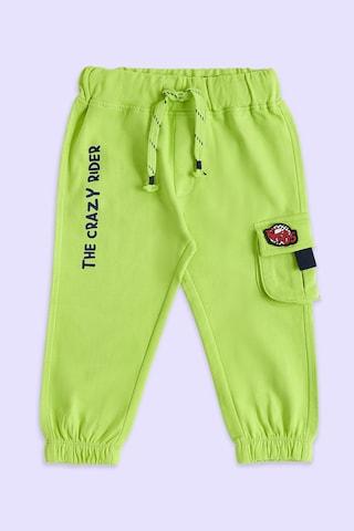 green print full length casual baby regular fit track pants