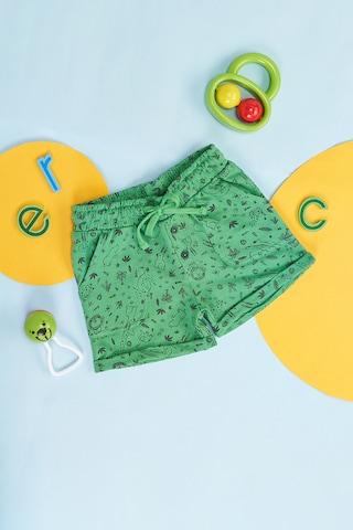 green print knee length low rise casual baby regular fit shorts