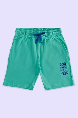green print knee length mid rise casual boys regular fit shorts