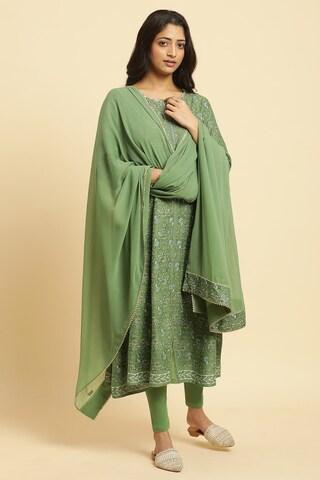 green print polyester dupatta