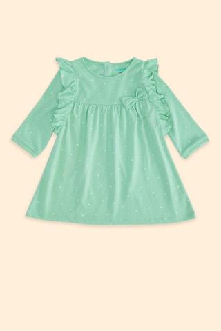 green print round neck casual full sleeves baby regular fit dress