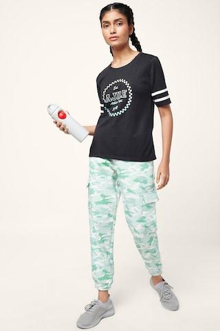 green printed ankle-length active wear women regular fit joggers