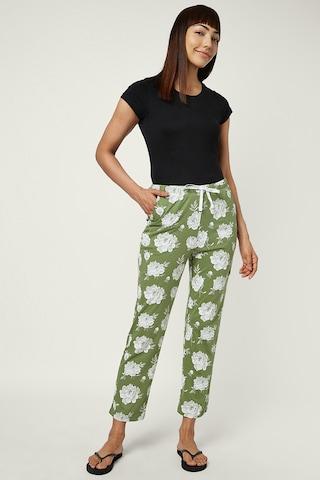 green printed ankle-length sleepwear women comfort fit pyjama