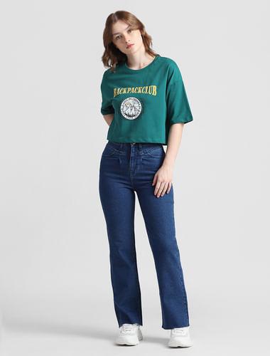 green printed boxy fit t-shirt