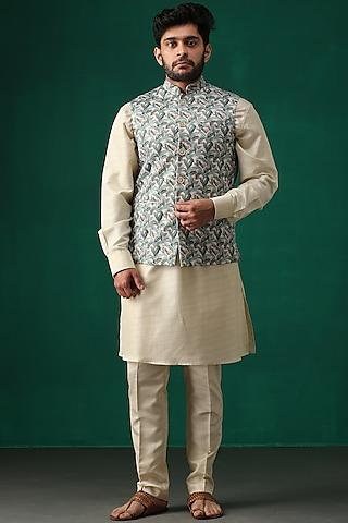 green printed bundi jacket