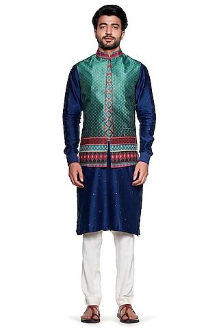 green printed bundi jacket