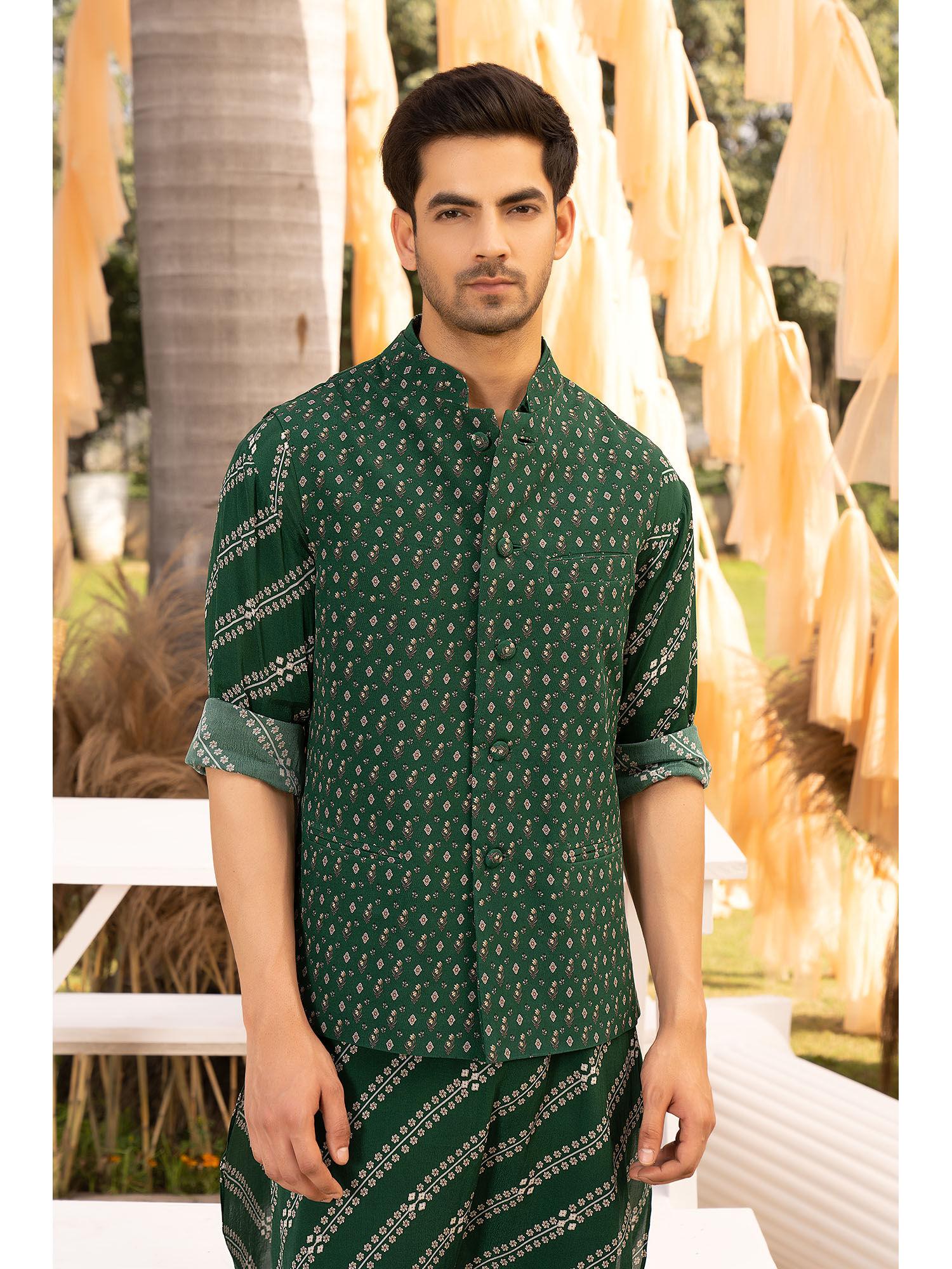 green printed bundi