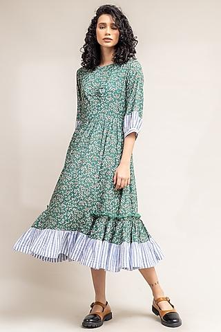 green printed dress