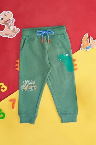 green printed full length  casual baby regular fit  track pants