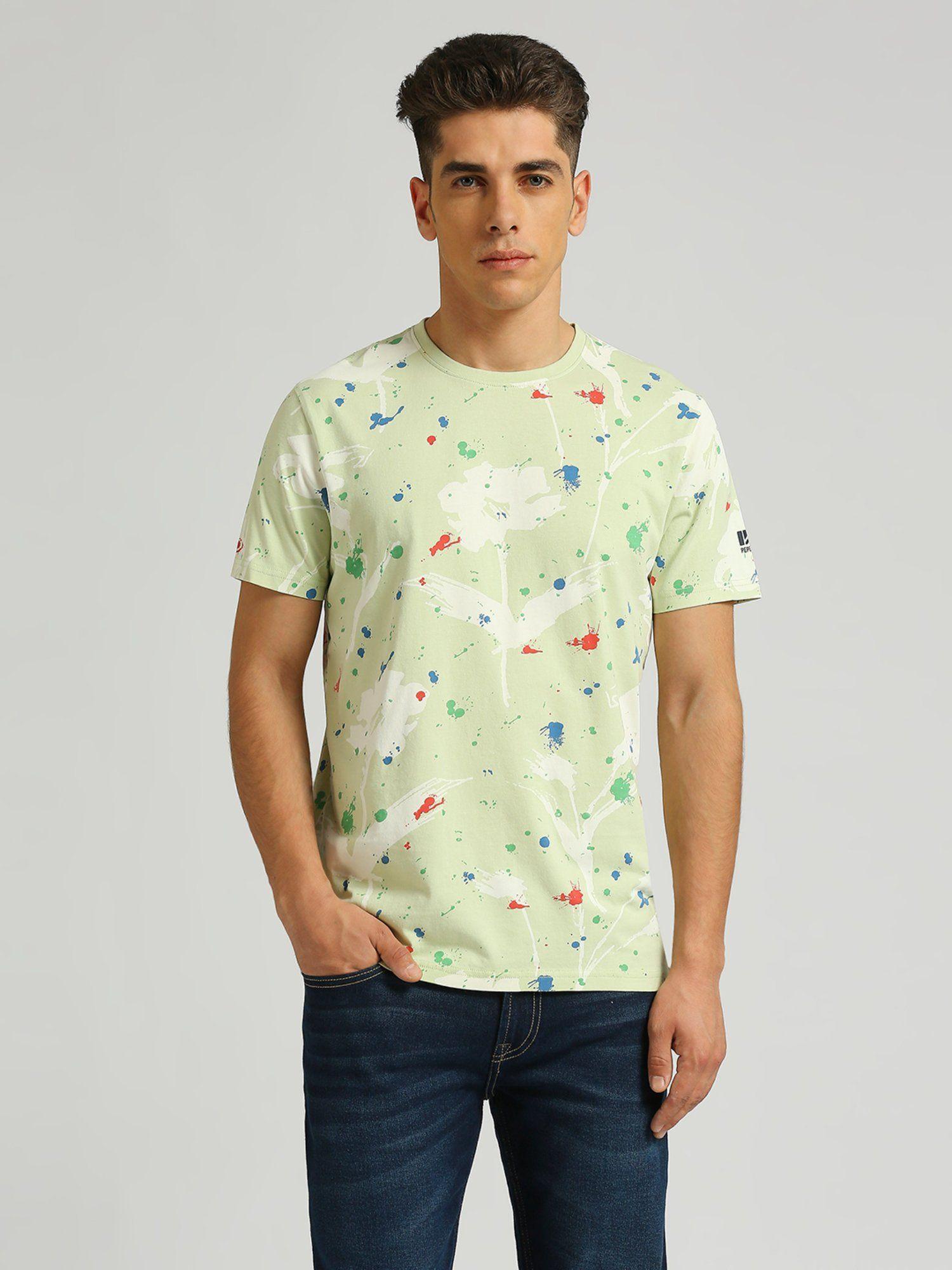 green printed half sleeve t-shirt