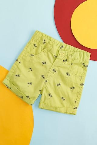 green printed knee length low rise casual baby regular fit shorts