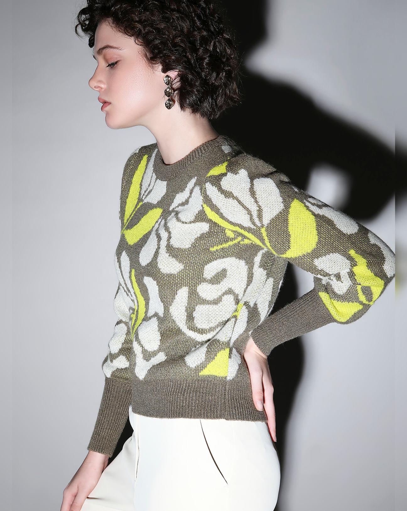 green printed pullover