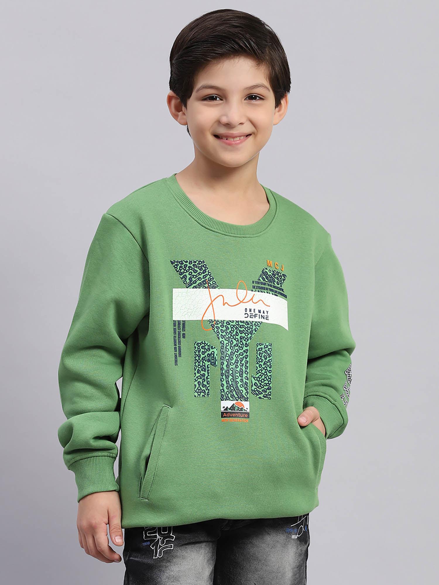 green printed round neck sweatshirt